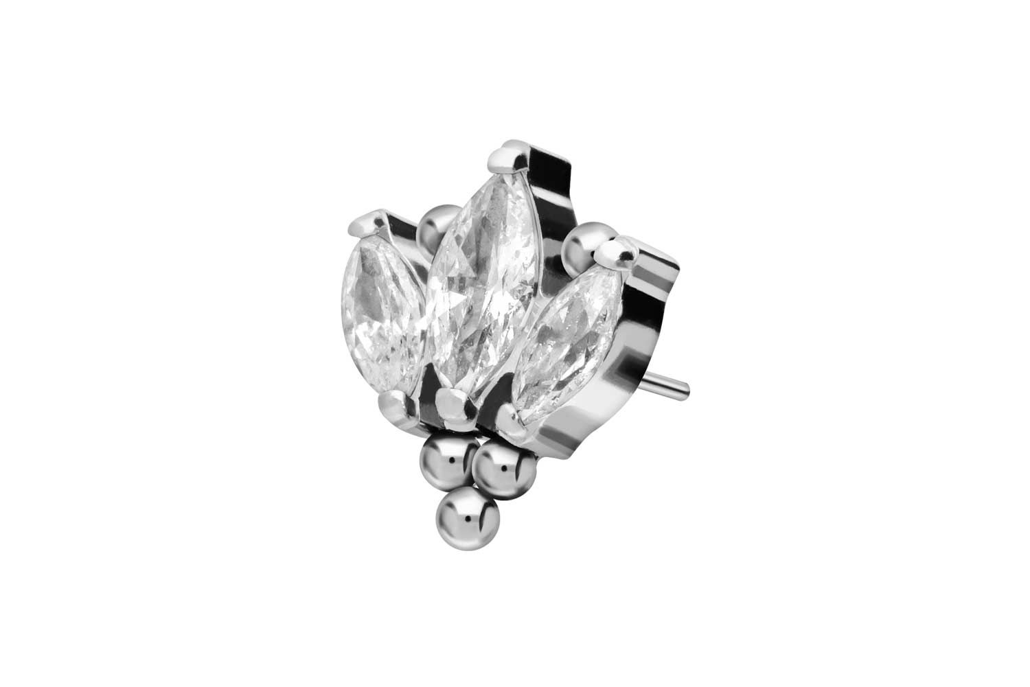 Titan Aufsatz mit Push Pin LOTUSBLÜTE + KUGELN von Piercingline